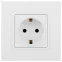 Розетка 2P+E Schuko со шторками, 16А-250В, Эра Elegance, белый, 14-2102-01