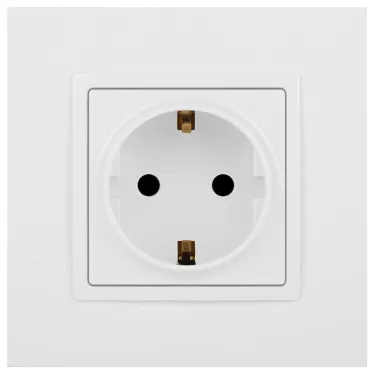 Розетка 2P+E Schuko со шторками, 16А-250В, Эра Elegance, белый, 14-2102-01