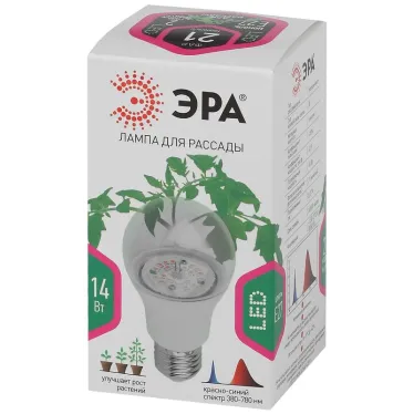 Лампа светодиодная лампа для рассады тип А60, 14 Вт, 220-240V FITO-12W-RB-E27-K