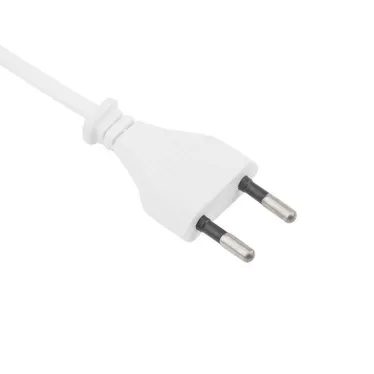 Шнур сетевой, вилка плоская без розетки, кабель 2x0.5 мм, длина 1,5 метра, белый