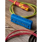 Шина 0 N (6х9мм) 10 отверстий латунь синий изолированный корпус на DIN-рейку PROxima