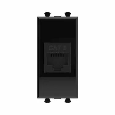 Avanti Компьютерная розетка RJ-45 без шторки модульная, кат.6, Черный квадрат, 1 модуль