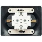 GLOSSA Розетка двойная с заземлением со шторками антрацит в сборе