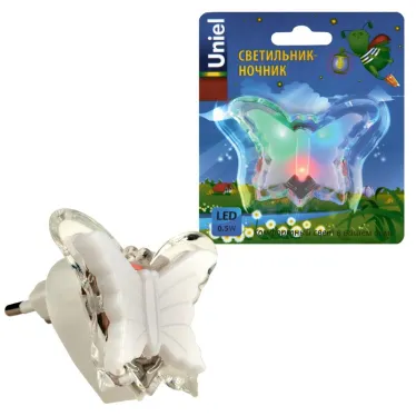 Ночник светодиодный без выключателя DTL308 0,5W 3LED триколор (красный, синий, зеленый) Бабочка