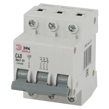 Автоматический выключатель 3P 40А (C) 4,5кА ВА 47-29 (4/60/1200) SIMPLE-mod-25