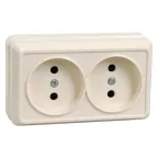 ОКТАВА Розетка двойная наружная бежевая без крышки 10А