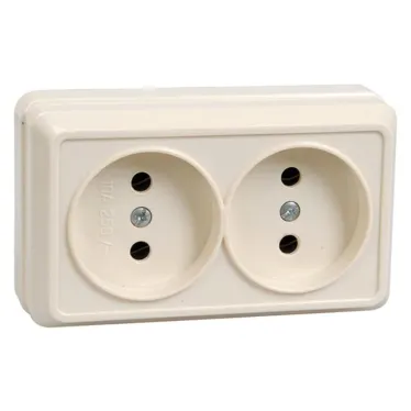 ОКТАВА Розетка двойная наружная бежевая без крышки 10А
