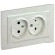 BRITE Розетка 2-местная без заземления без защитных шторок 10А в сборе РС12-2-БрЖ жемчуг IEK