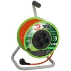 Удлинитель силовой на пластиковой катушке c заземлением 4 розетки 50м ПВС 3х1,5мм2 RP-4e-3x1.5-50m