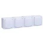 Гермес PLUS Розетка четырехместная наружная белая IP54