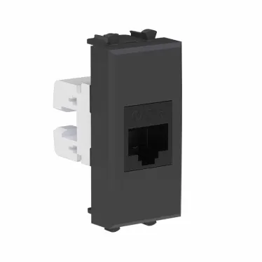Avanti Компьютерная розетка RJ-45 без шторки модульная кат.6 Черный матовый 1 модуль
