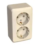 ЭТЮД Розетка двойная наружная с заземлением без шторок бежевая