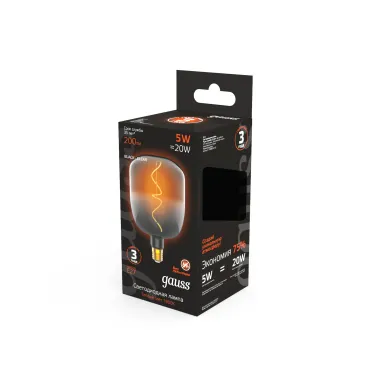 Лампа светодиодная LED Filament V140-DC Black-Clear 5W E27 200lm 1800K 140*204mm 1/6 | 1008802105 | Gauss
