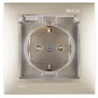 15 Розетка с заземлением 2Р+Е защитные шторки и крышка IP44 16А 250В винтовые зажимы шампань