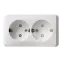 ЭТЮД Розетка двойная наружная с заземлением со шторками белая