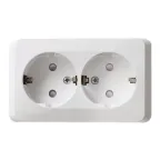 ЭТЮД Розетка двойная наружная с заземлением со шторками белая