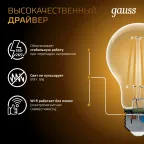 Лампа светодиодная Filament А60 12W 1200lm 2700К Е27 LED | 102902112 | Gauss