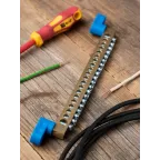 Шина нулевая 8х12мм 125А 20 отверстий 2 изолятора стойка латунь