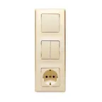 Cariva Блок: выключатель одноклавишный+выключатель двухклавишный+розетка с заземлением бежевый