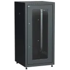 Шкаф LINEA E 18U 600х600мм двери 2шт стекло и металл черный