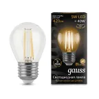 Лампа светодиодная LED 5Вт E27 220В 2700К шар | 105802105 | Gauss