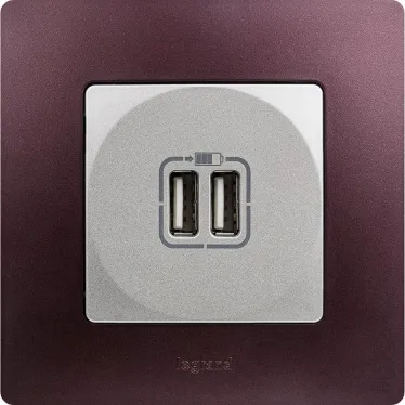 ETIKA Зарядное устройство с двумя USBразьемами 240В/5В 2400мА алюминий