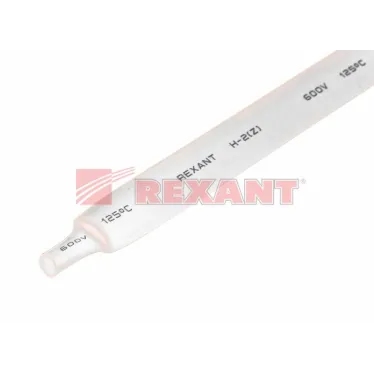 Термоусаживаемая трубка 9,0 4,5 мм, белая, упаковка 50 шт. по 1 м, REXANT