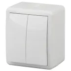 Выключатель двойной IP54, 10АХ-250В, ОУ, Эра Эксперт, белый,11-1404-01