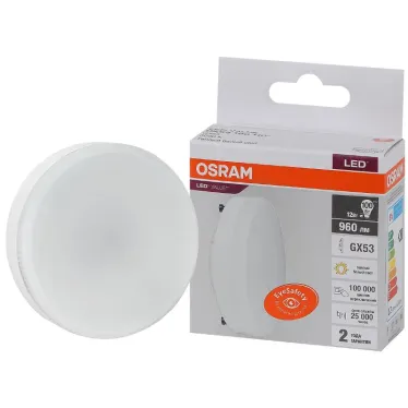 Лампа светодиодная LED 12 Вт GX53 3000К 960Лм таблетка 220 В (замена 100Вт) OSRAM
