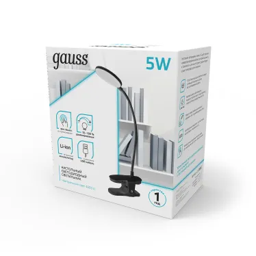 Светильник настольный GTL205 5W 330lm 4000K 5V Li-ion 1200mA черный диммируемый LED 1/25/50 | GT2052 | Gauss