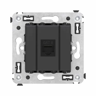 Avanti Компьютерная розетка RJ-45 без шторки в стену, кат.6 одинарная, Черный матовый