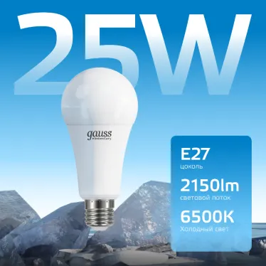 Лампа светодиодная LED 25 Вт 2150 лм 6500К А70 груша холодный E27 AC 220В Elementary Gauss
