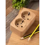 Розетка 2-местная ОП Минск 16А с заземлением светлое дерево