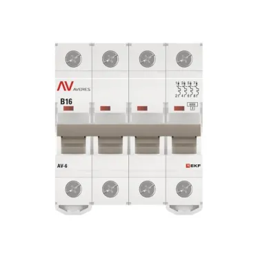 Выключатель автоматический AV-6 4P 16A (B) 6kA AVERES