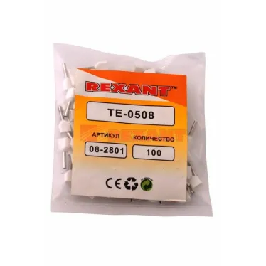 Наконечник штыревой втулочный изолир F-8 мм 2х0.5 кв мм (НШВи(2) 0.5-8хНГи2 0,5-8), REXANT