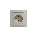 Glossa Бежевый Розетка с заземлением (в сборе с рамкой) | GSL000242 | SE