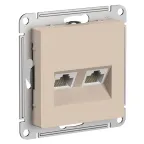 ATLASDESIGN РОЗЕТКА двойная компьютерная RJ45+RJ45, кат.5E, механизм, ПЕСОЧНЫЙ