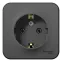 BLANCA Розетка наружная с заземлением без шторок с изолирующей пластиной, 16А, 250В, антрацит