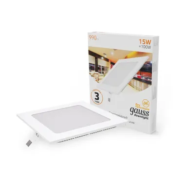 Светильник светодиодный встраиваемый ультратонкий квадратный IP20 15W 2700K | 940111115 | Gauss