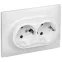 SKANDY Розетка 2-местная с заземлением с защитными шторками 16А в сборе SK-R07W арктический белый IEK