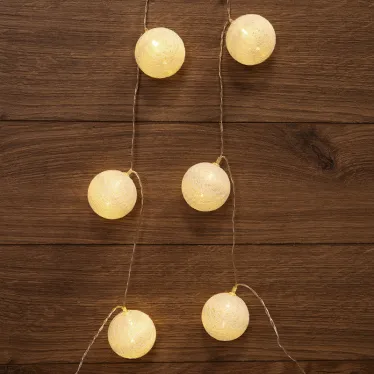 Тайские фонарики Пломбир 1.5 м, 10 LED, прозрачный ПВХ, цвет свечения теплый белый, 2 х АА (батарейки не в комплекте) | 303-077 | NEON-NIGHT