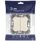 Выключатель двойной, 10АХ-250В, Эра Elegance, сл.кость,14-1104-02