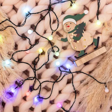 Гирлянда "Мультишарики" Ø15мм 5м, темно-зеленый ПВХ, 30 диодов, цвет RGB | 303-539 | NEON-NIGHT