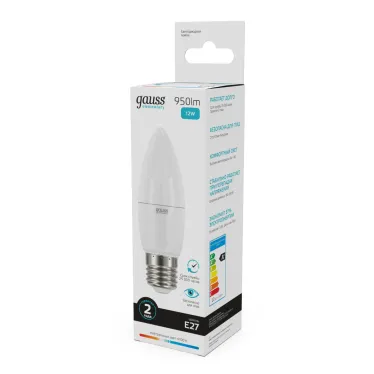 Лампа светодиодная Elementary Свеча 12W 950lm 4100K E27 LED 1/10/100 | 30222 | Gauss