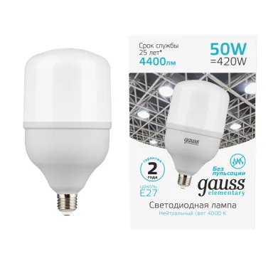 Лампа светодиодная Elementary LED T140 E27 50W 4400lm 180-240V 4000K 1/8 | 63225 | Gauss