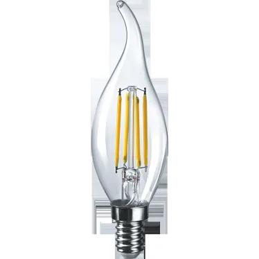 Лампа светодиодная LED 4Вт Е14 230В 2700К NLL-F-FC35-4-230-2.7K-E14 свеча на ветру прозрачная | 71308 | Navigator