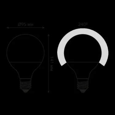 Лампа светодиодная LED 16 Вт 1480 лм 3000К шар G95 теплый E27 AC 220В Black Gauss