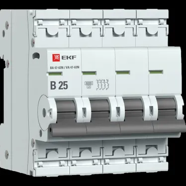 Автоматический выключатель ВА 47-63N 4P 25А (B) 6кА PROXIMA