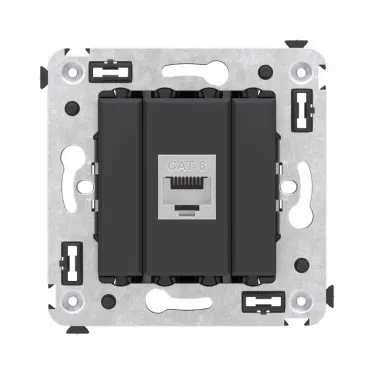 Avanti Компьютерная розетка RJ-45 без шторки в стену, кат.6 одинарная экранированная, Черный матовый