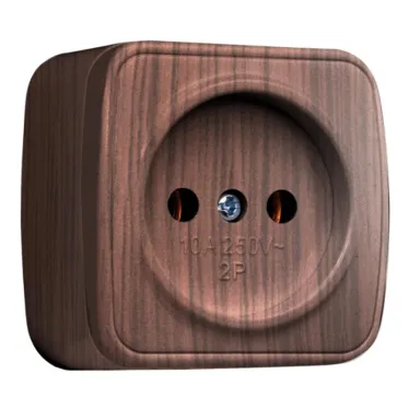 Розетка 1-местная ОП Минск 10А без заземления темное дерево
